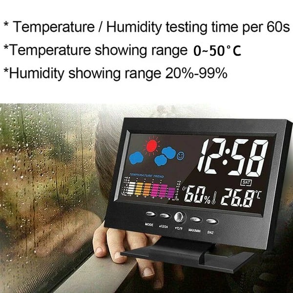 🔥Digital LED-temperatur- och fuktighetsmonitor Väderprognos LED-bordsväckarklocka