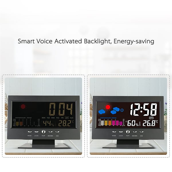 🔥Digital LED-temperatur- och fuktighetsmonitor Väderprognos LED-bordsväckarklocka