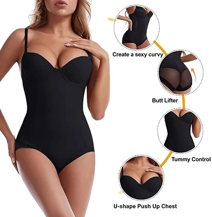 Shapewear-Bodysuit med Behå – Rynkad, Smalande & Justerbar Midja – Smid Passform & Komfort ✨