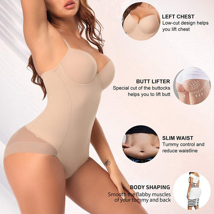 Shapewear-Bodysuit med Behå – Rynkad, Smalande & Justerbar Midja – Smid Passform & Komfort ✨