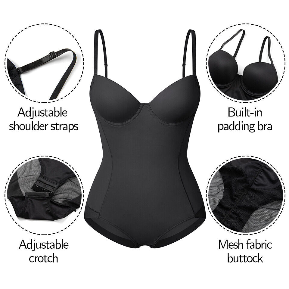 Shapewear-Bodysuit med Behå – Rynkad, Smalande & Justerbar Midja – Smid Passform & Komfort ✨