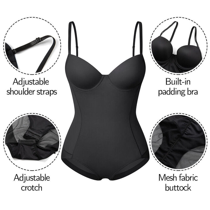 Shapewear-Bodysuit med Behå – Rynkad, Smalande & Justerbar Midja – Smid Passform & Komfort ✨