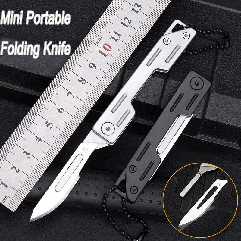 🔪 50% RABATT NU! ✨ Portabel Fällkniv i Rostfritt Stål - Inkluderar 10 Klingor för Skärning & Överlevnad 🎯🌲