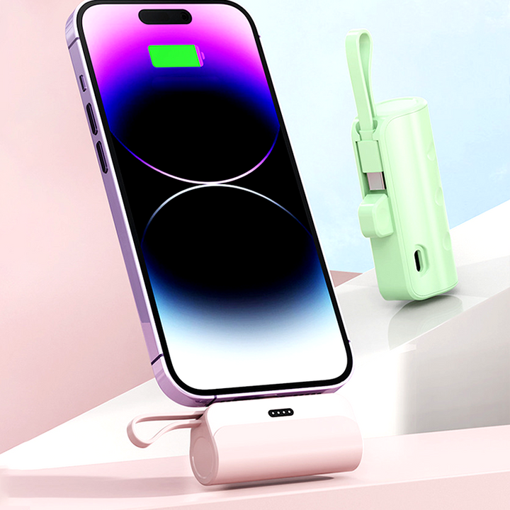 Portable High-Capacity Power Bank with Built-in Cables
