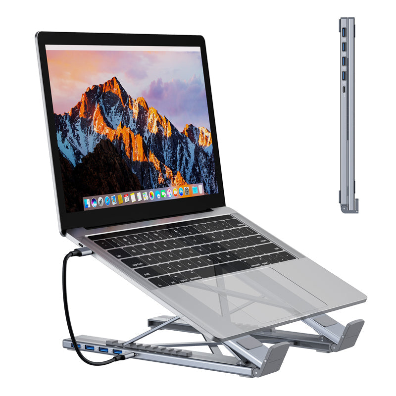 USB-C Dockningsstation med Laptopställ – 8-i-1, 4K HDMI & Snabbladdning