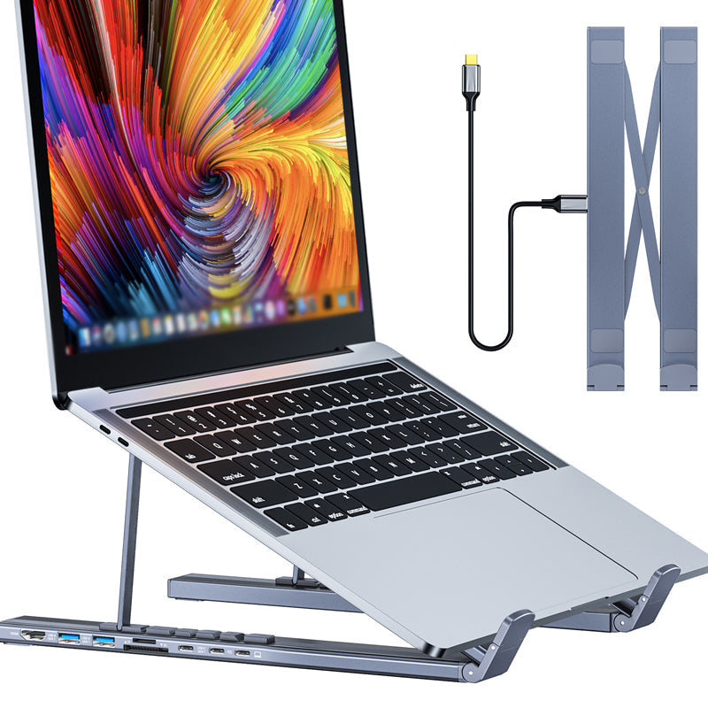 USB-C Dockningsstation med Laptopställ – 8-i-1, 4K HDMI & Snabbladdning
