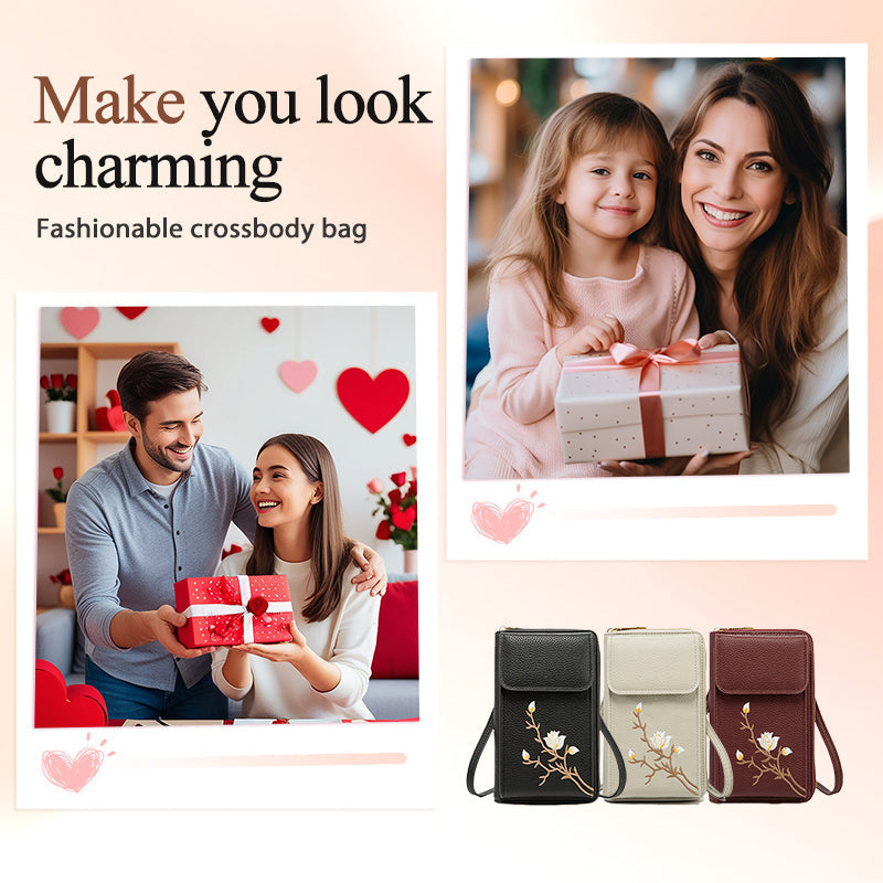 Broderad Blommig Retro Mini Crossbody-väska