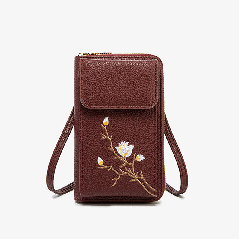 Broderad Blommig Retro Mini Crossbody-väska