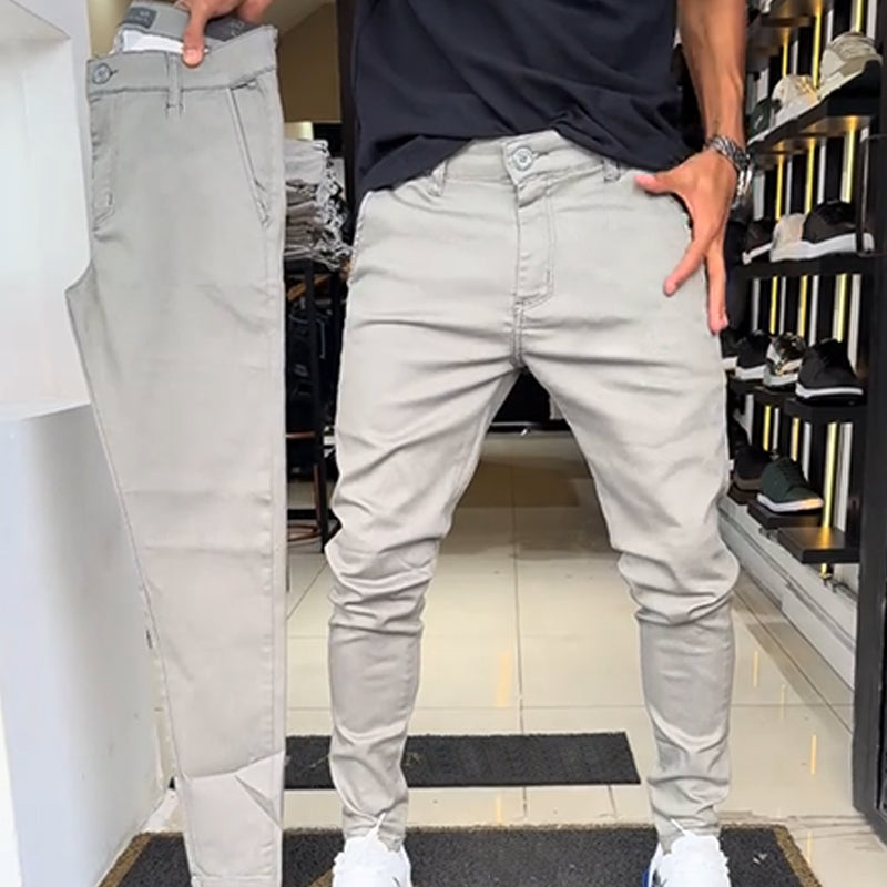 🔥Rabatt under begränsad tid🔥Herrbyxor med enfärgade slim fit-modell