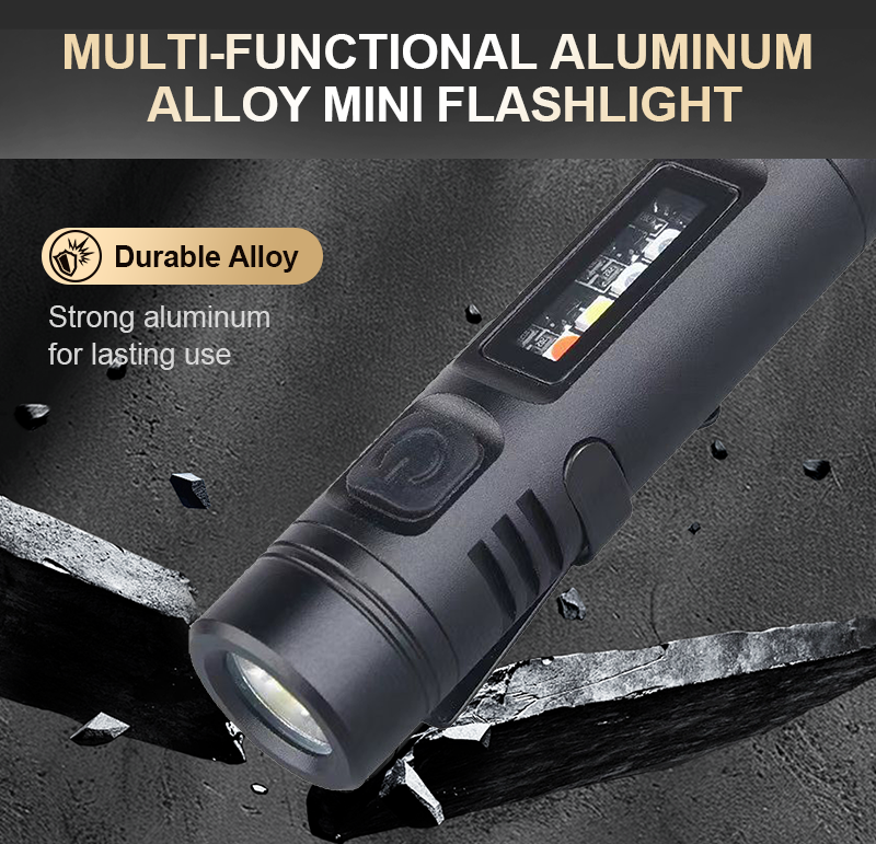 Multifunktionell mini-ficklampa i aluminiumlegering