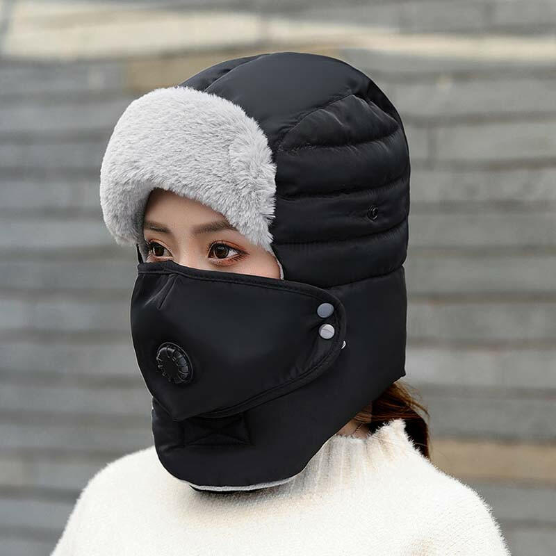 🧢 55 % RABATT NU! ✨ Termisk mössa med avtagbar andningsventilmask – vindskyddande fleece med justerbar rem för extremt kallt väder ❄️🔒