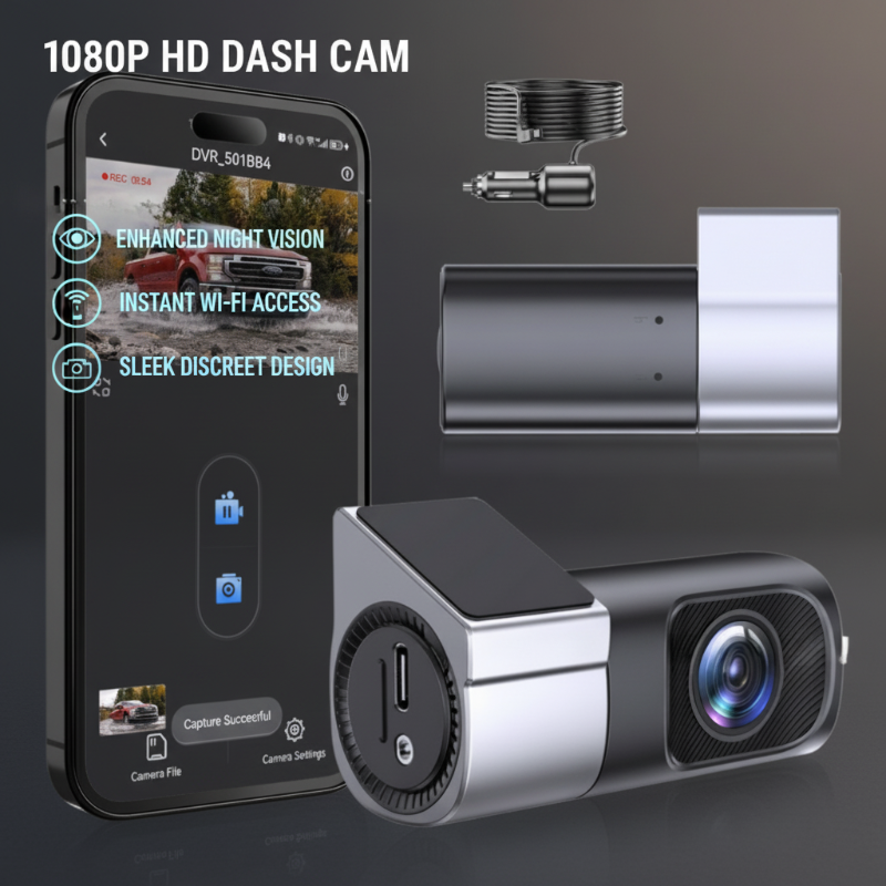 1080P HD Bilkamera med Wi-Fi och Mörkerseende