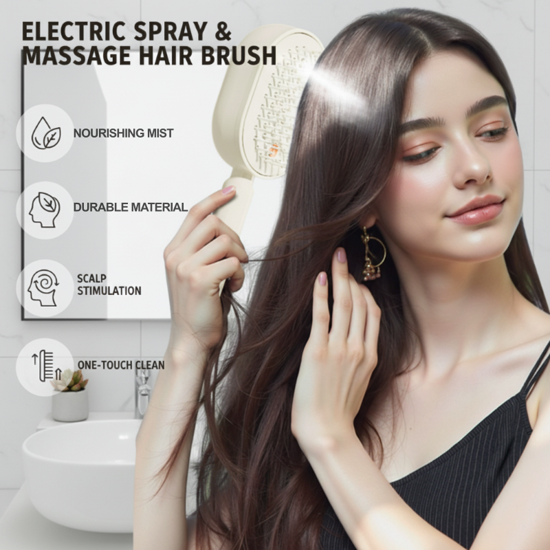 💧 Elektrisk spray & massage hårborste – lindrande hårbottenmassage, fin dimspray & slät hårvård, red ut trassel, näring & avkoppling ✨