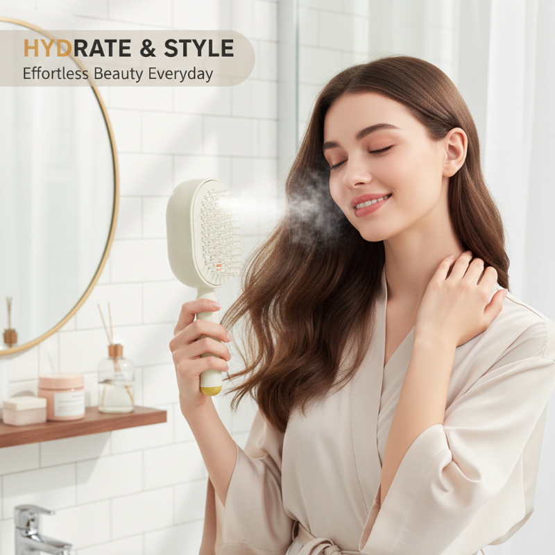 💧 Elektrisk spray & massage hårborste – lindrande hårbottenmassage, fin dimspray & slät hårvård, red ut trassel, näring & avkoppling ✨