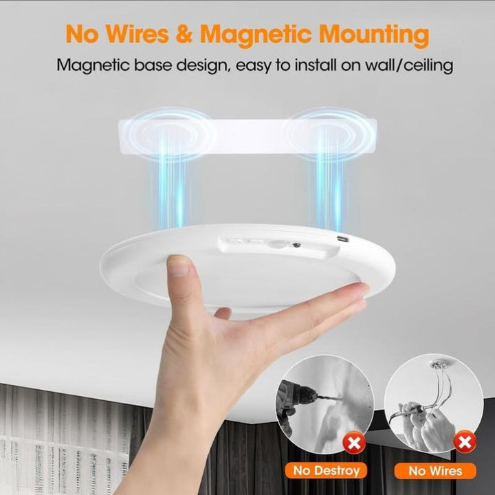 💡Uppladdningsbar Rörelsesensor Taklampa med Fjärrkontroll - Magnetisk Trådlös Taklampa Batteridrivna