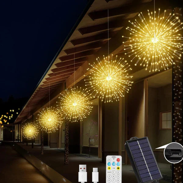 🎆 54% RABATT! 💡Solenergi Fyrverkerier Ljusgirland – Magisk trädgårdsbelysning för fester & kvällar