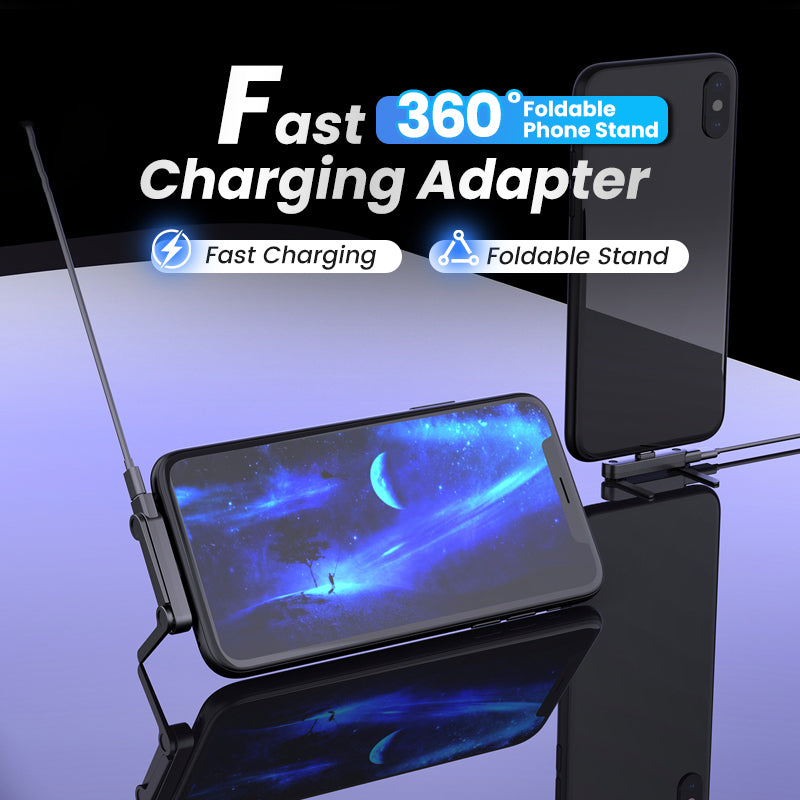 Nyhet 50% RABATT | Snabbladdningsadapter med 360° vikbar telefonställ – Typ-C Kompatibel