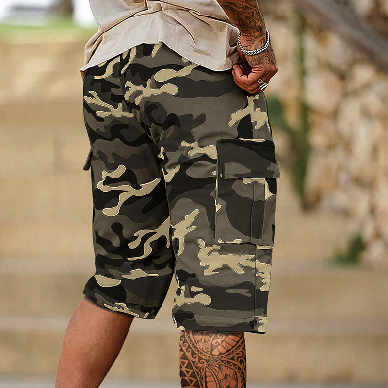 🩳 52% RABATT 🗺️ | Herr Camouflage Cargo-Shorts – Många Fickor & Avslappnad Passform
