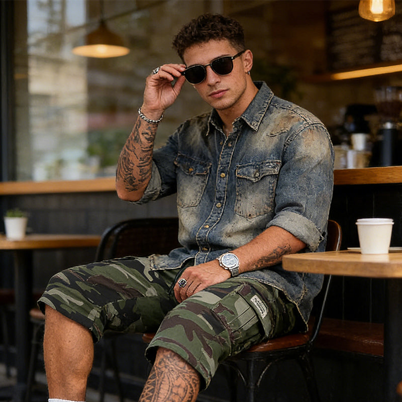 🩳 52% RABATT 🗺️ | Herr Camouflage Cargo-Shorts – Många Fickor & Avslappnad Passform