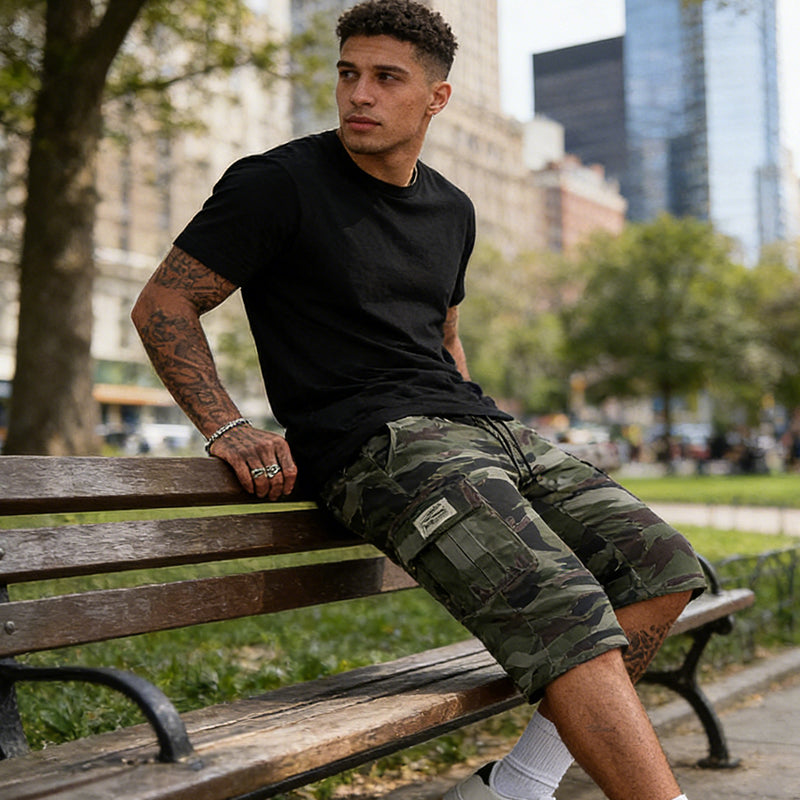🩳 52% RABATT 🗺️ | Herr Camouflage Cargo-Shorts – Många Fickor & Avslappnad Passform