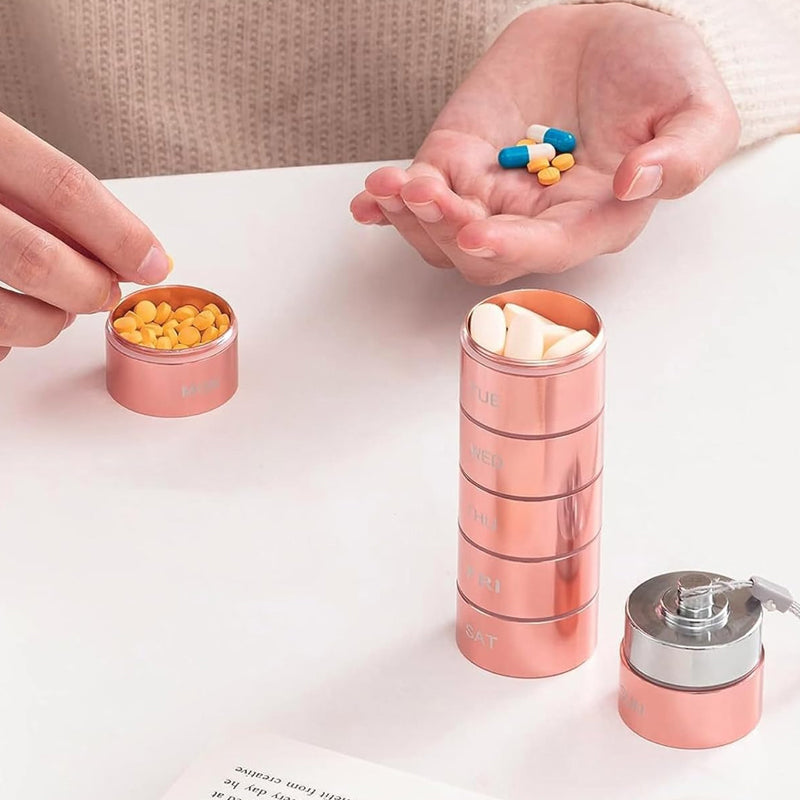 💊  🎁 | Bärbar Vattentät Pillerlåda – Aluminium & 7-dagars