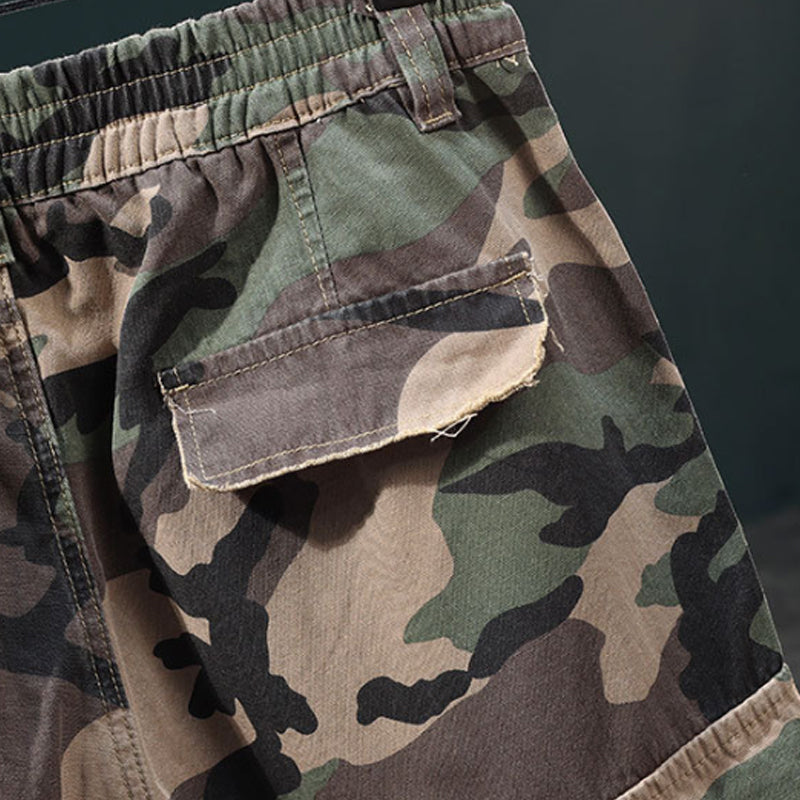 ⚡ Herr Nitar Kamouflage Cargo Shorts – Distad, Multi-Ficka & Elastisk Midja – Tuff Streetwear Cargo Shorts 🛹