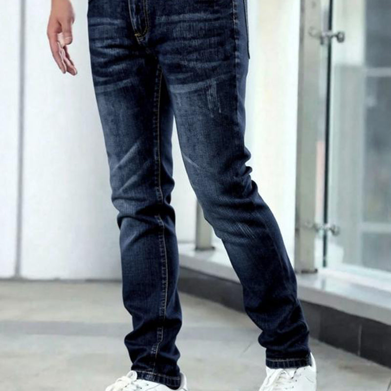 🔥 Moderna Stretchjeans i Slim Fit – Vintage-tvättad, Bekväm Stretch & Perfekt för Vardagsbruk 💙