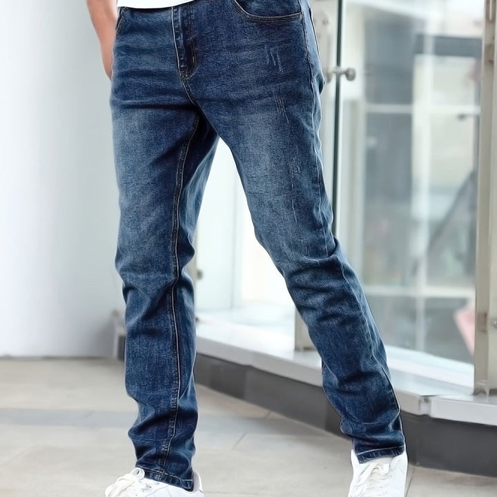 🔥 Moderna Stretchjeans i Slim Fit – Vintage-tvättad, Bekväm Stretch & Perfekt för Vardagsbruk 💙