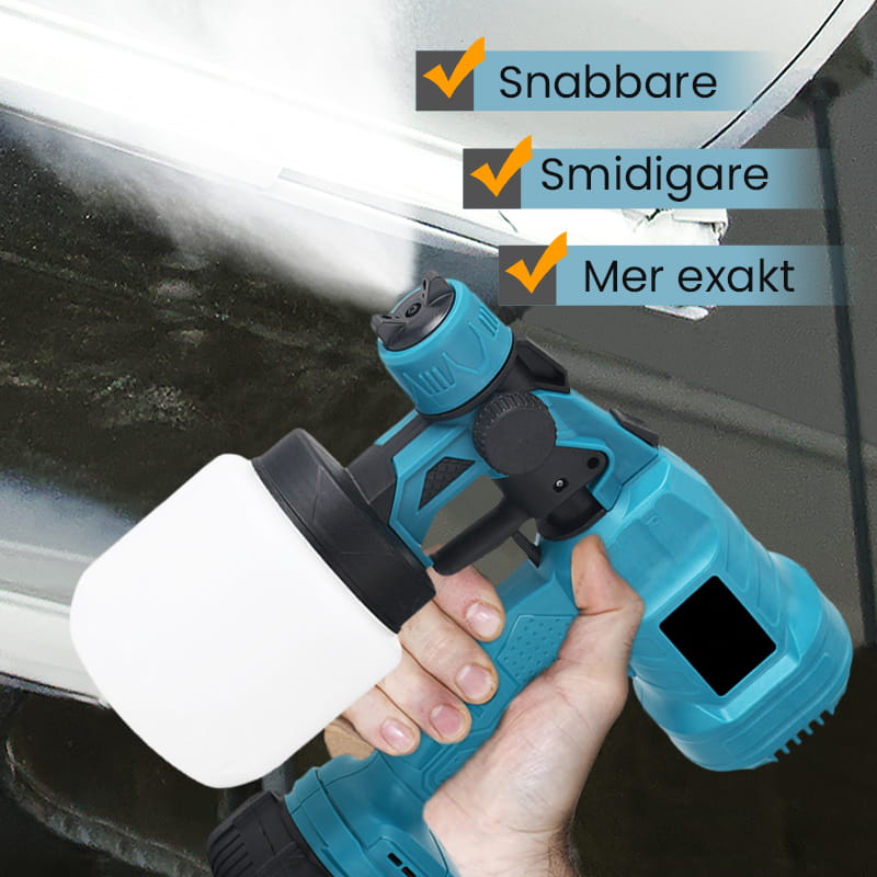 Trådlös elektrisk sprutpistol ⚡ 800 ml/minut för oavbruten sprutning 💪 Laddningsbar, trådlös, spruta i alla vinklar utan läckage. Perfekt för möbler, staket och väggar 🏠