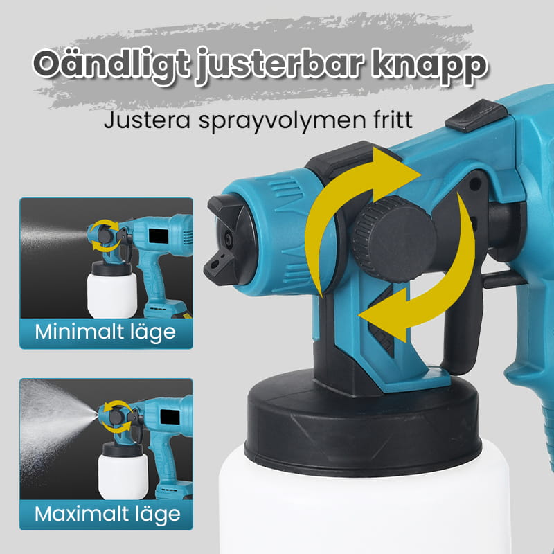 Trådlös elektrisk sprutpistol ⚡ 800 ml/minut för oavbruten sprutning 💪 Laddningsbar, trådlös, spruta i alla vinklar utan läckage. Perfekt för möbler, staket och väggar 🏠