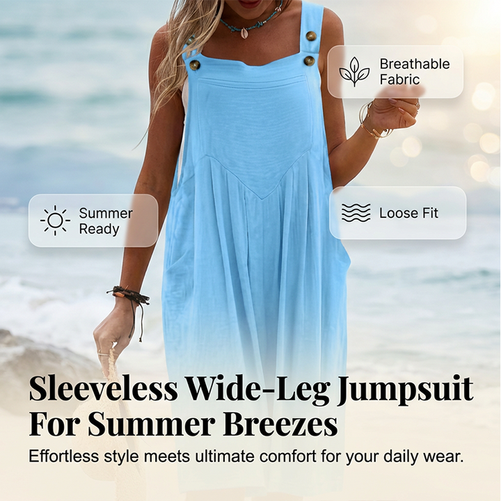 🌸 Ärmlös Jumpsuit med Vida Ben För Sommarbrisen – Lätt Tyg, Ledig Passform & Perfekt För En Stilig & Avslappnad Look ☀️