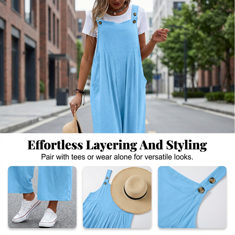 🌸 Ärmlös Jumpsuit med Vida Ben För Sommarbrisen – Lätt Tyg, Ledig Passform & Perfekt För En Stilig & Avslappnad Look ☀️