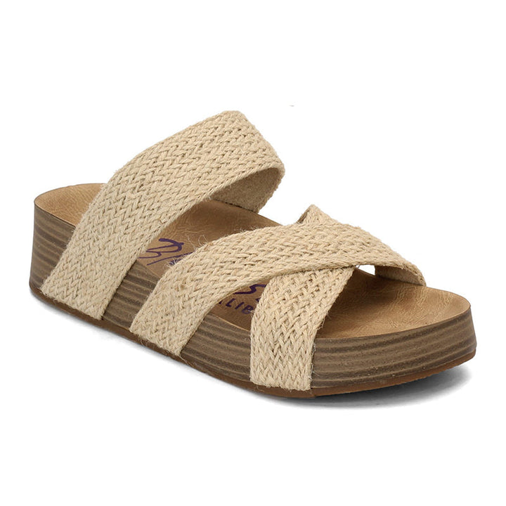 Dam Korsande Vävda Remmar Kloss Sandaler – Förhöjd Plattform & Dubbel Rem – Sommar Essential 🌿