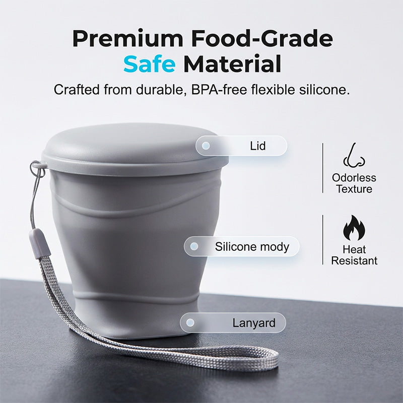 🔥Begränsat erbjudande – 50 % rabatt🔥Hopfällbar resemugg i silikon med lock