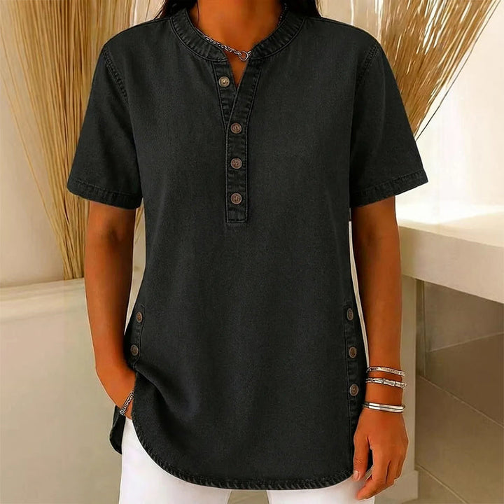 ⏰Andningsbar casual-top i denimlook för dam