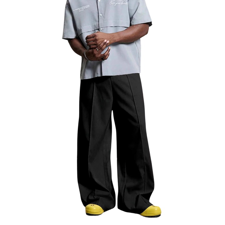 🎩 Herr Minimalistiska Vida Byxor – Strukturerade sömmar, premiumtyg & mångsidig stil 🚶‍♂️
