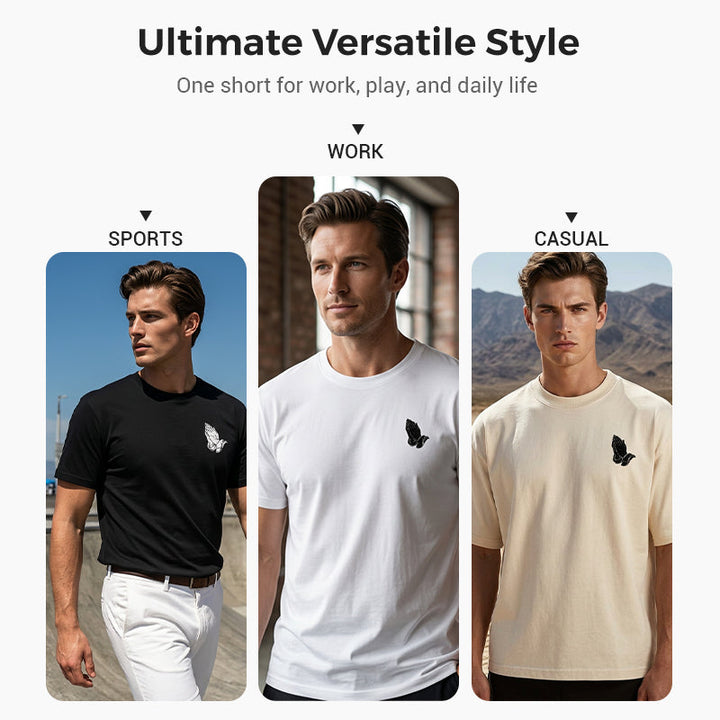 🙏 T-shirt med motiv av en man som ber med händerna ihop ✨