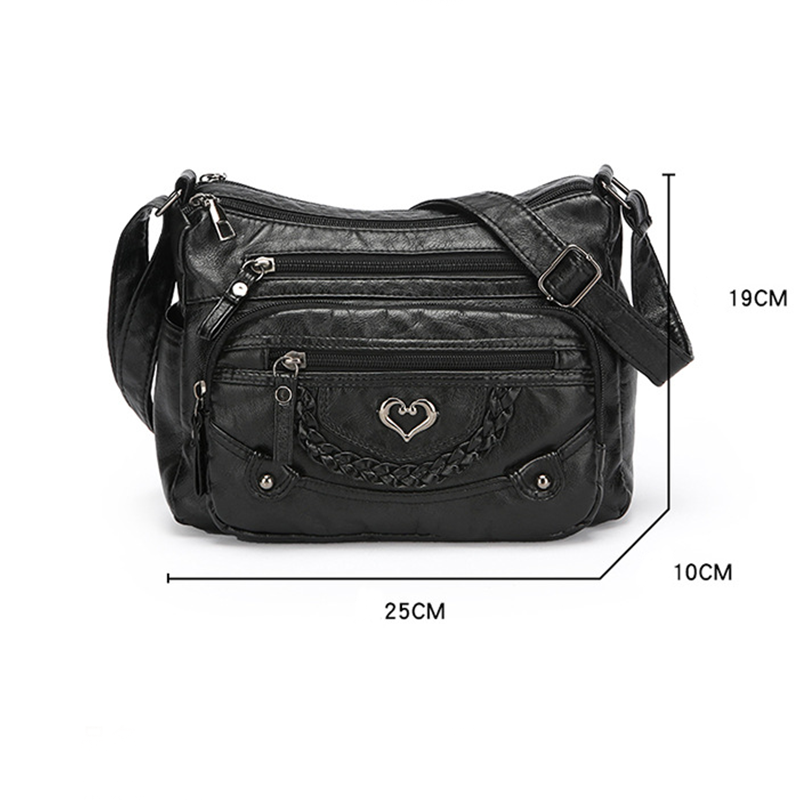 👜✨Korsväska i Mjukt PU-läder – Flera Fickor, Rymligt Huvudfack & Justerbar Rem, 4 Färger 👜✨