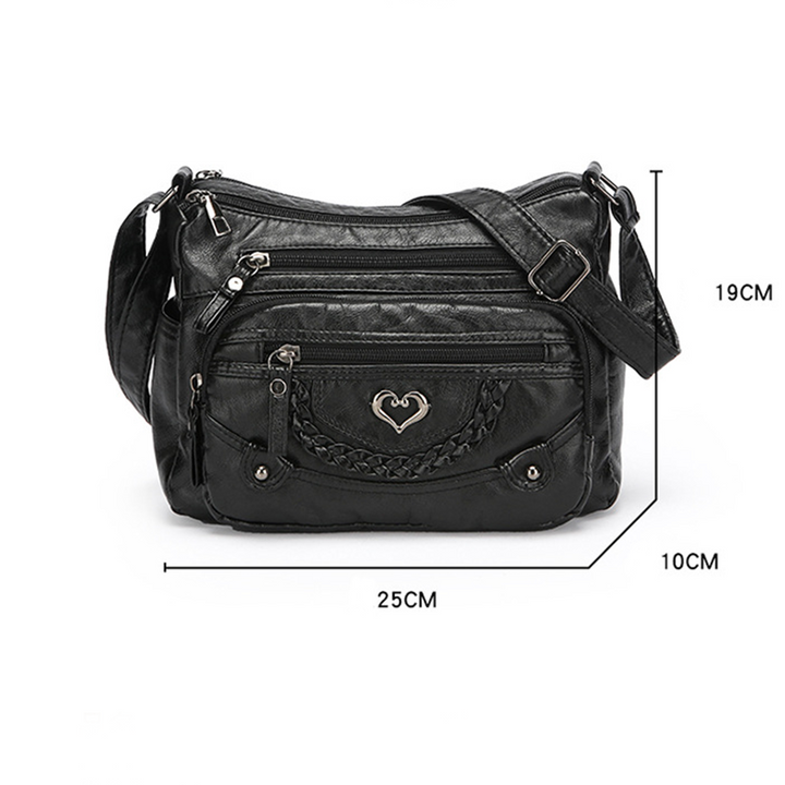 👜✨Korsväska i Mjukt PU-läder – Flera Fickor, Rymligt Huvudfack & Justerbar Rem, 4 Färger 👜✨