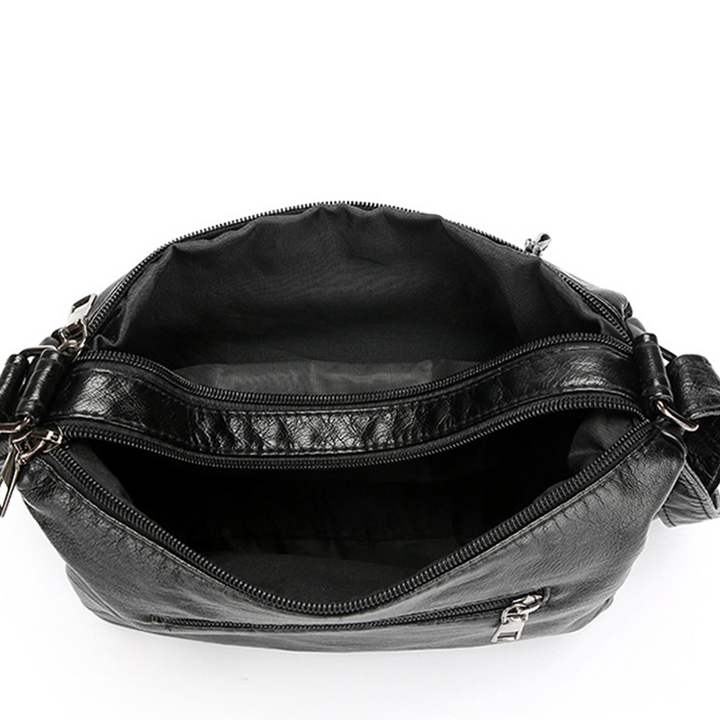 👜✨Korsväska i Mjukt PU-läder – Flera Fickor, Rymligt Huvudfack & Justerbar Rem, 4 Färger 👜✨