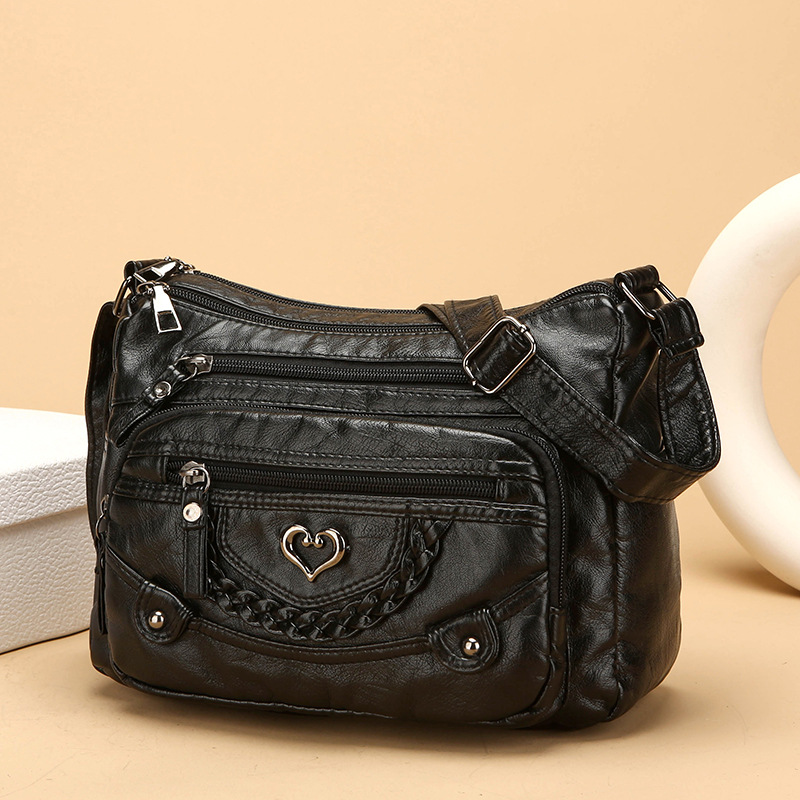 👜✨Korsväska i Mjukt PU-läder – Flera Fickor, Rymligt Huvudfack & Justerbar Rem, 4 Färger 👜✨