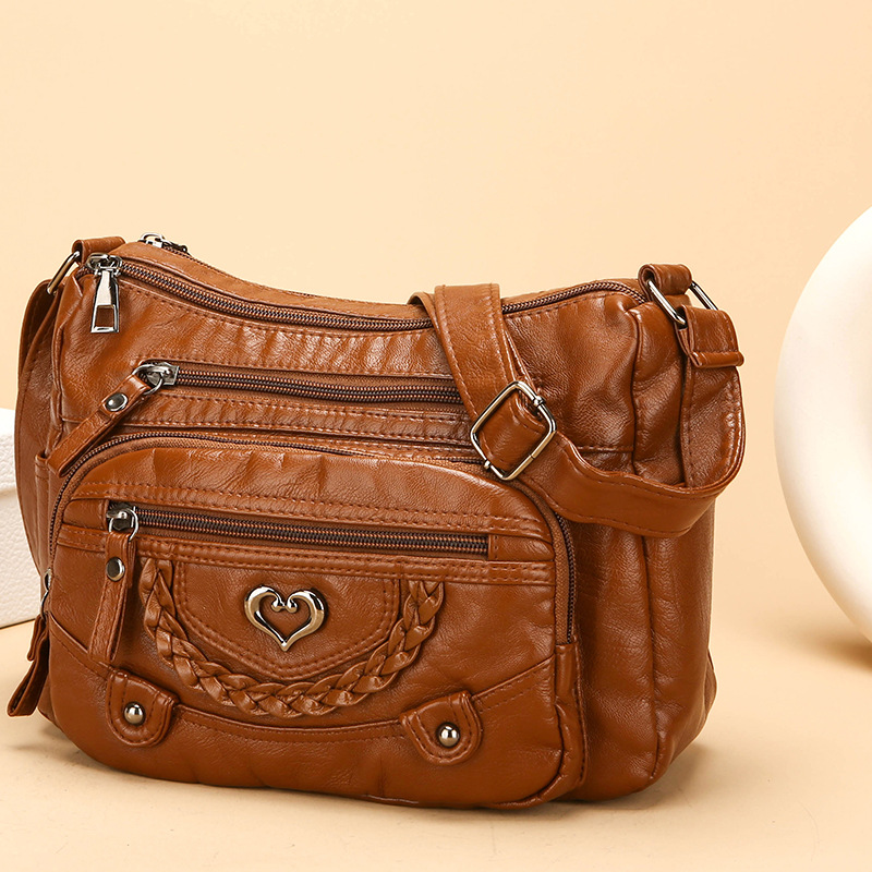 👜✨Korsväska i Mjukt PU-läder – Flera Fickor, Rymligt Huvudfack & Justerbar Rem, 4 Färger 👜✨