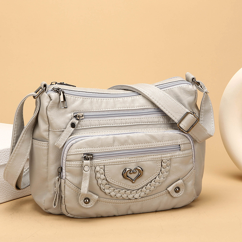 👜✨Korsväska i Mjukt PU-läder – Flera Fickor, Rymligt Huvudfack & Justerbar Rem, 4 Färger 👜✨