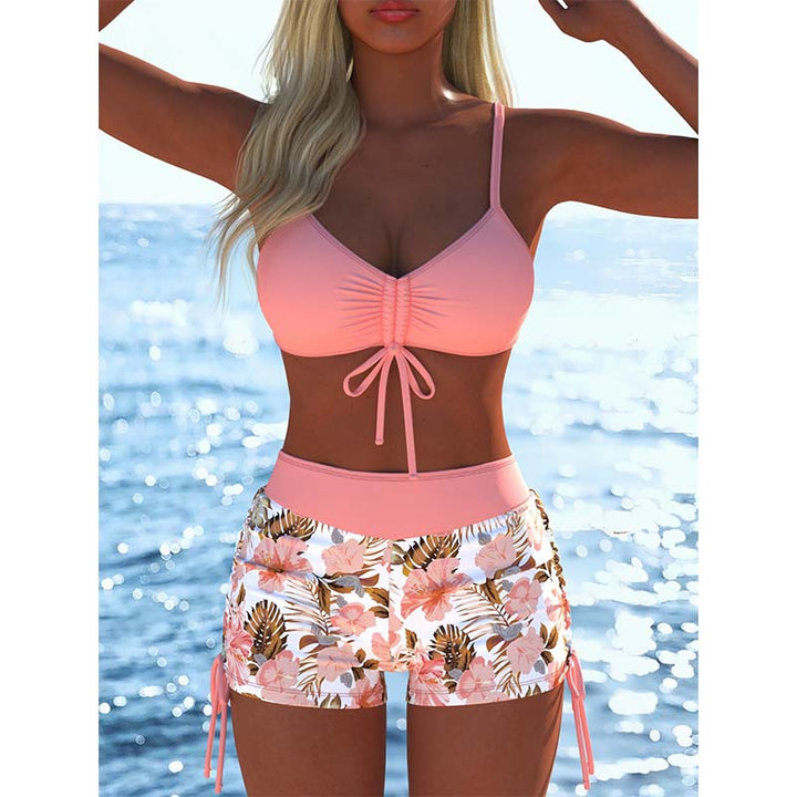 ✨ Dam Bikini Set – Snörning i Toppen, Boyshorts, Flera Stilar 🏖️