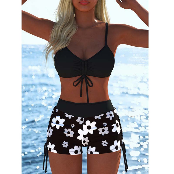 ✨ Dam Bikini Set – Snörning i Toppen, Boyshorts, Flera Stilar 🏖️