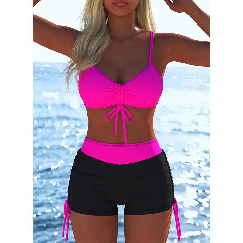 ✨ Dam Bikini Set – Snörning i Toppen, Boyshorts, Flera Stilar 🏖️