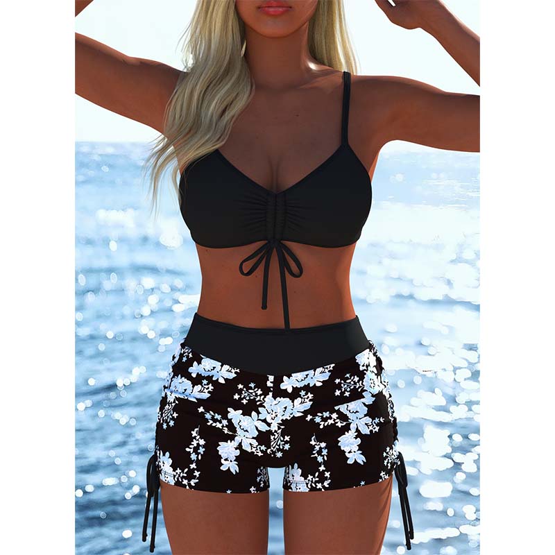 ✨ Dam Bikini Set – Snörning i Toppen, Boyshorts, Flera Stilar 🏖️