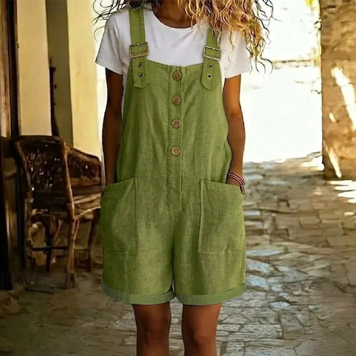 ✨ Retro Enfärgad Overall – Justerbara Axelband, Stora Fickor & Avslappnad Passform – Sommar Casual Essential 🍂